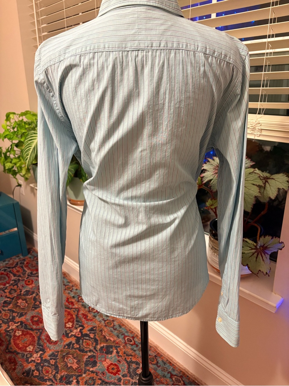 Ralph Lauren Light Blue Pinstripe Button up Shirt - Picture 4 of 6